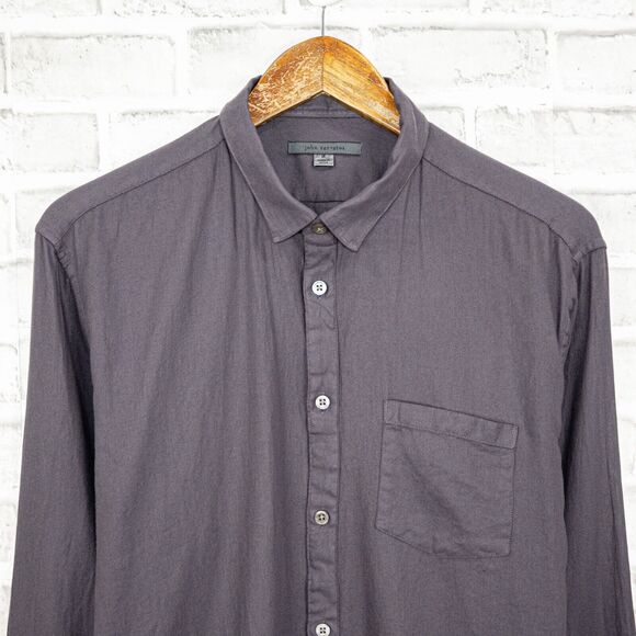 John Varvatos Collection Men's M Purple Button up Shirt slim Layer Collar - Picture 5 of 6